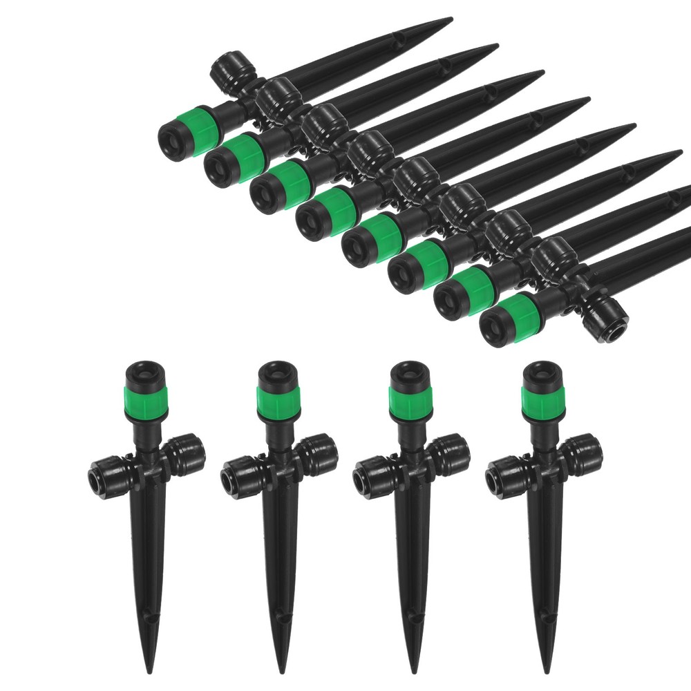 12-Pack Drip Irrigation Emitters, Adjustable 360 Degree, Dark Green