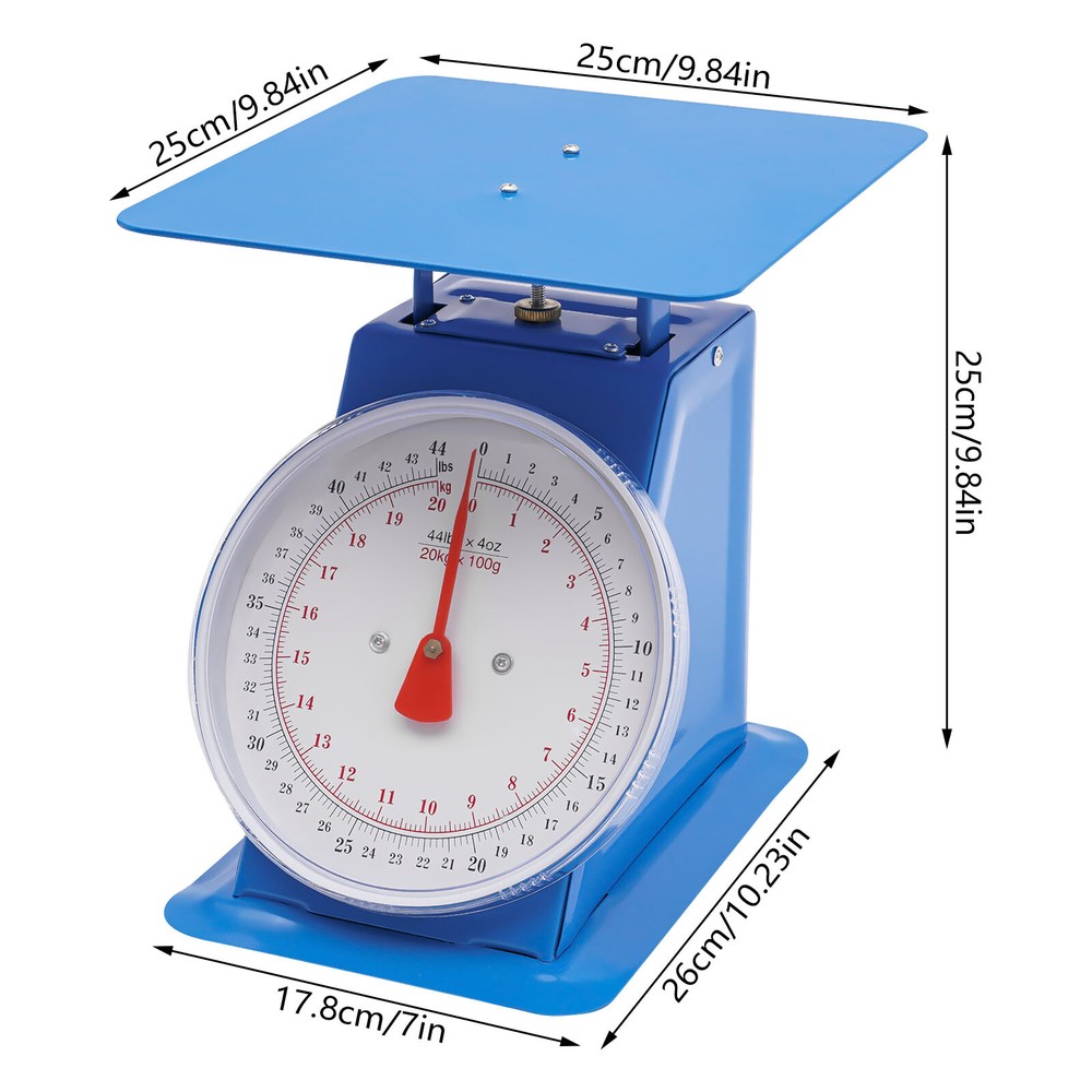 Heavy-Duty Mechanical Dial Scale, 44 lbs Capacity, Tabletop Weighing Solution