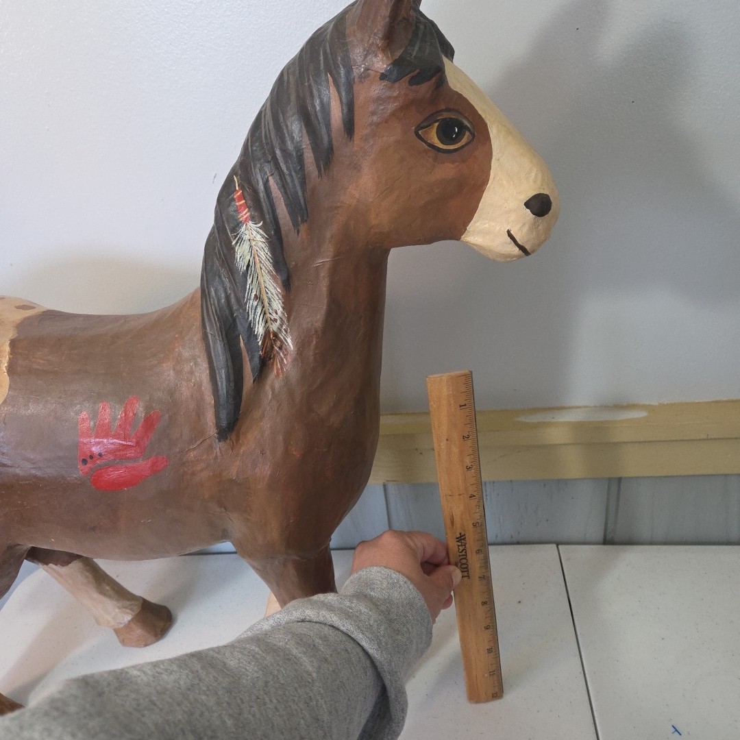 Vintage Paper Mache Spotted Blanket Appaloosa Horse Statue Indian Native