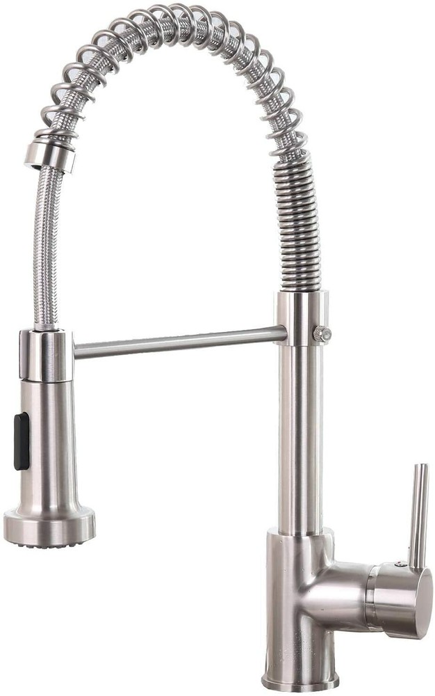 Ntipox Kitchen Faucet Solid Brass Single Handle Pull Down Sprayer Brushed Nickel