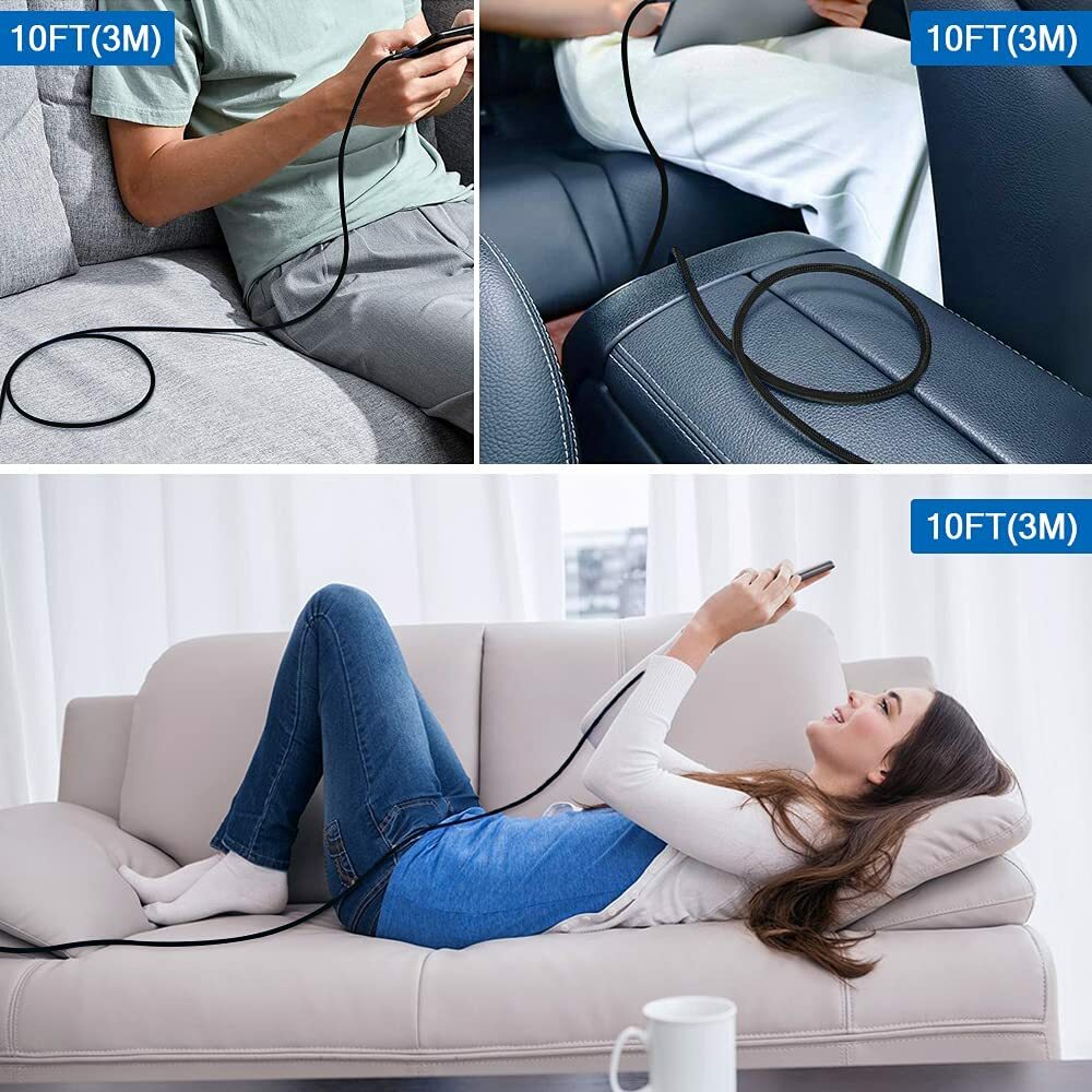 3X Braided Android V9 Fast Charging Data SYNC Charger Cable Cord 3/6/10FT LONG