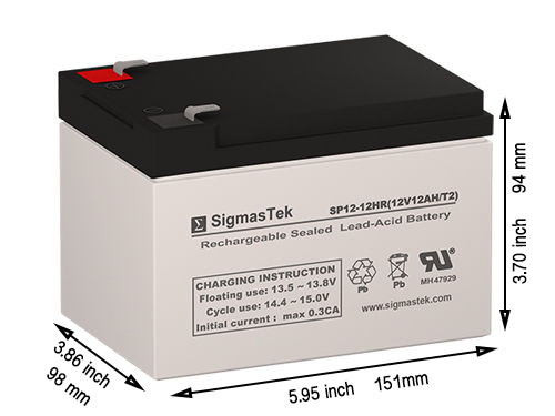 SP12-12 Battery Replacement Set for Pride Go-Go Elite 3-Wheel Scooter Wheelchair