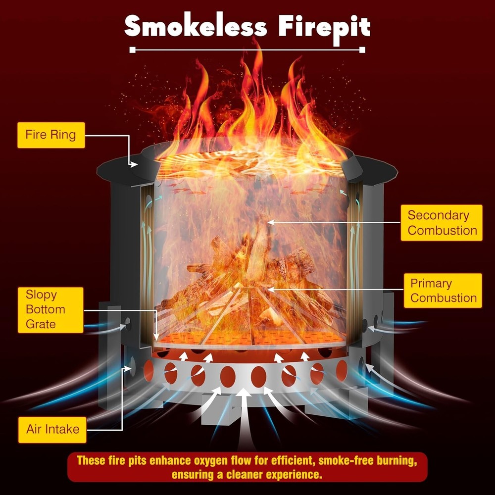 21.6 " Smokeless Firepit with Round Table Top Efficient & Safe Bonfire Fire Pit
