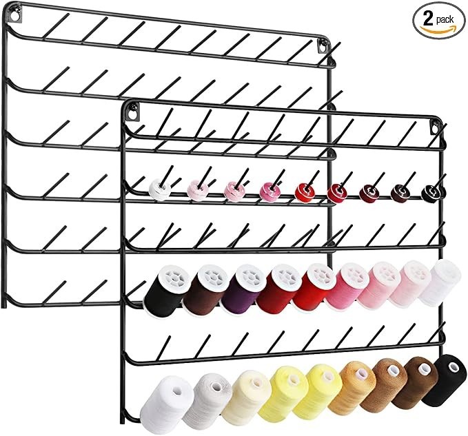 YBING Thread Holder Wall 2 Pack 54 Spools Thread Rack Wall Mount Embroidery S...