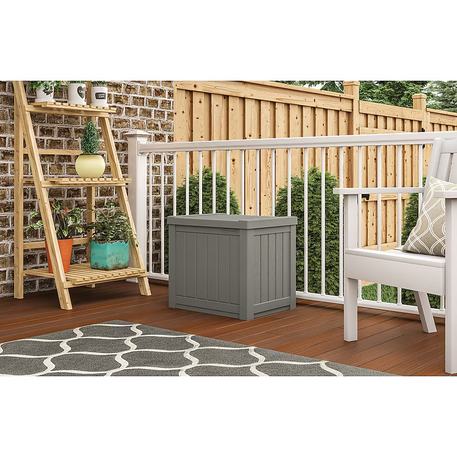 Suncast Outdoor Storage 22-Gallon Gray Plastic Deck Box, Gray