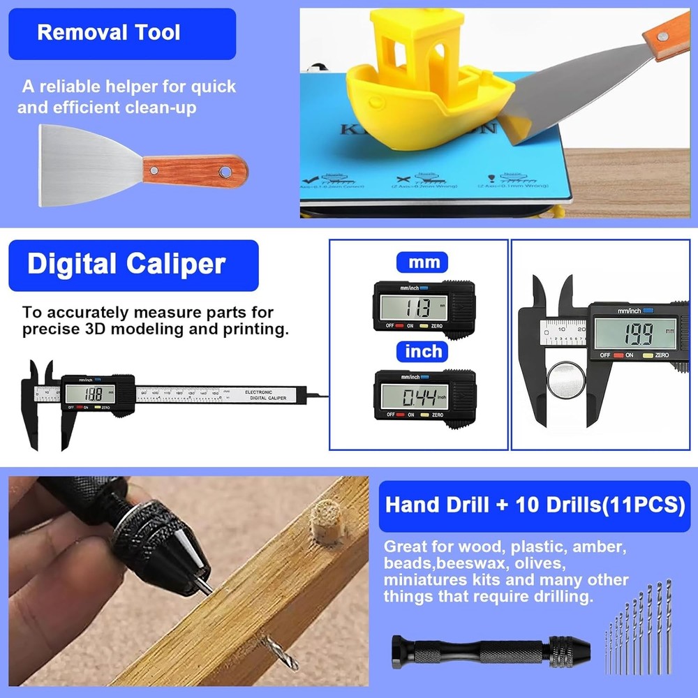 135PCS 3D Printer Tools & Accessories Kit,3D Printing Tool Set W/ Tool Box,3D