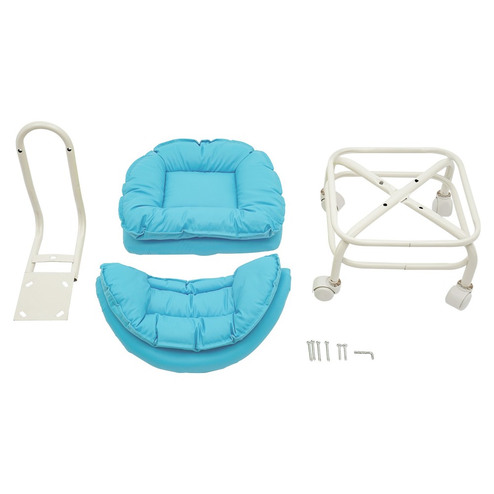 Blue Rolling Stool With Back Rest, Heavy Duty Rolling Stool, Roller Chair