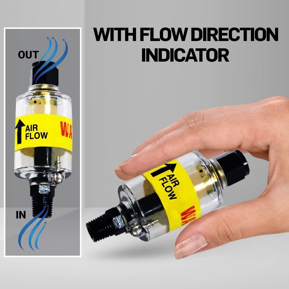 Compact Air Tool Moisture Protector with Push Button Eject - 1/4" NPT Design