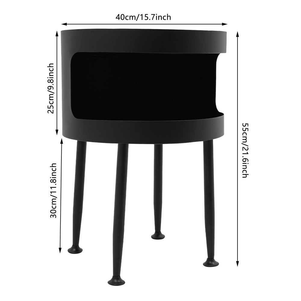 40x40x55cm Modern Side Table, Round Table with Open Storage, Bedside Table
