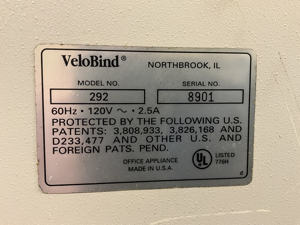 Velobind Systems 292 Punch Binder Machine