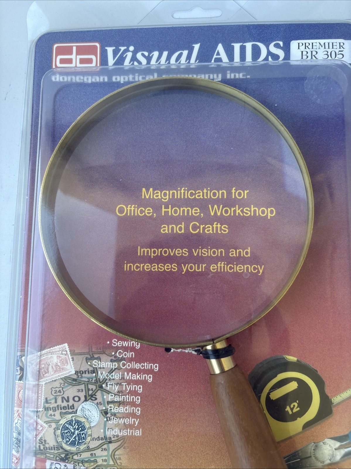 Vintage Donegan Optical Brass Magnifyer BR 305 Premier Brand New RARE USA