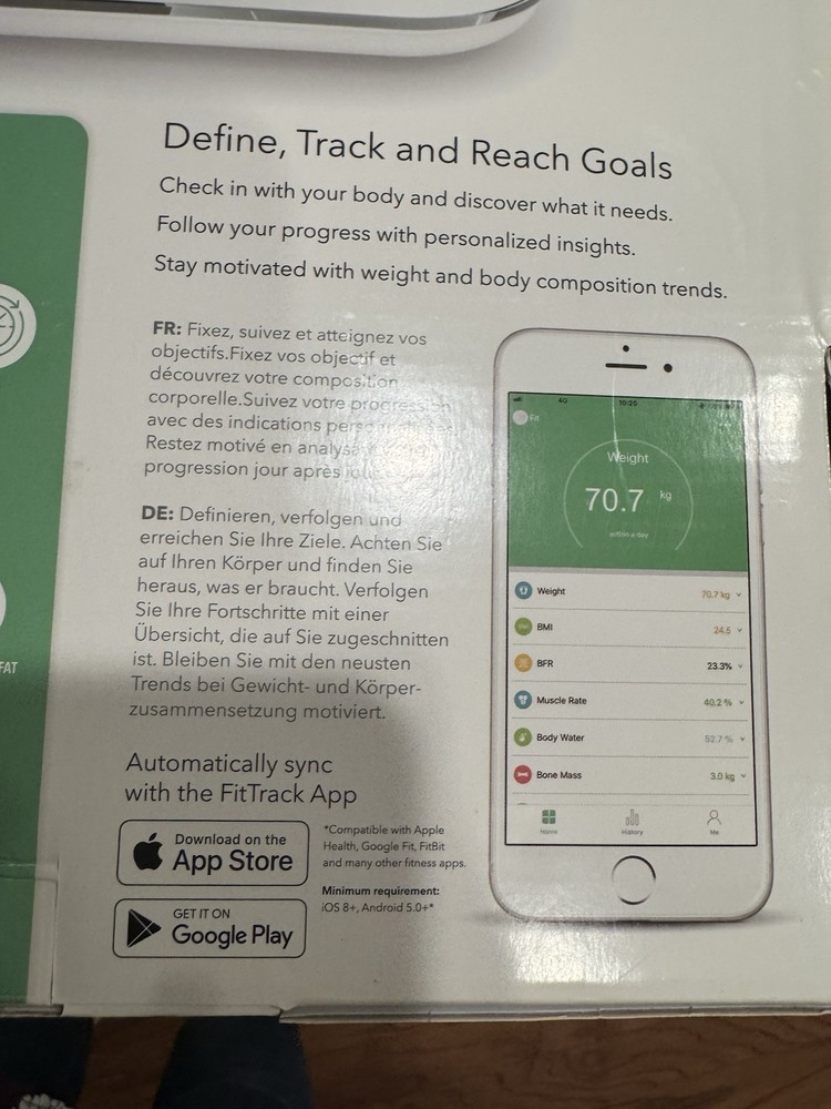 FitTrack Dara Bluetooth Body Composition Scale Multi User Weight Fat Muscle Bone