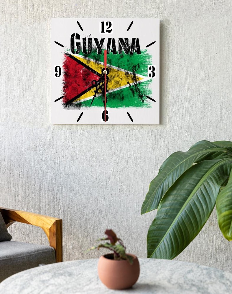 Guyana Flag Wall clock patriots CERAMIC Tile Watch Support Décor