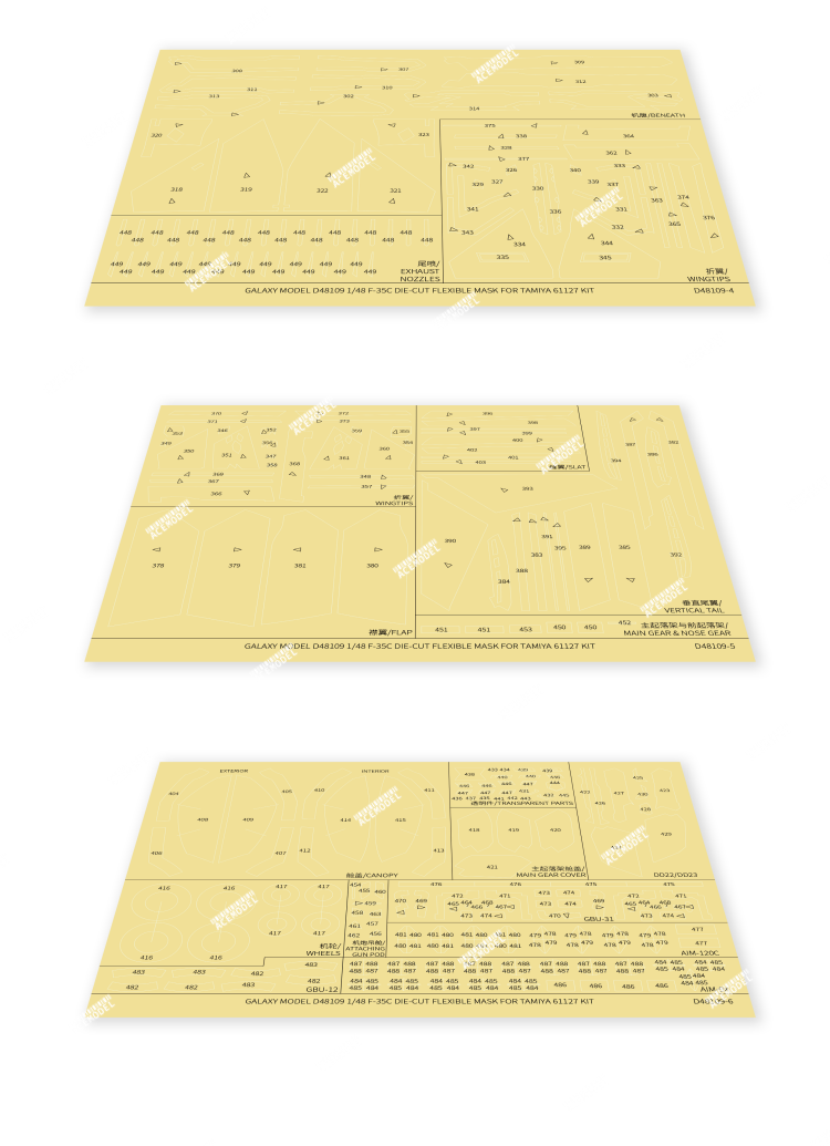 1/48 F-35C Lightning II Fighter Color Separation Die-cut Mask for Tamiya 61127