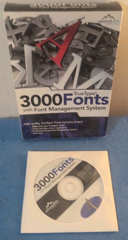 3000 Creative Fonts -Summitsoft - Windows- Software Package Words Serif FREE SHP