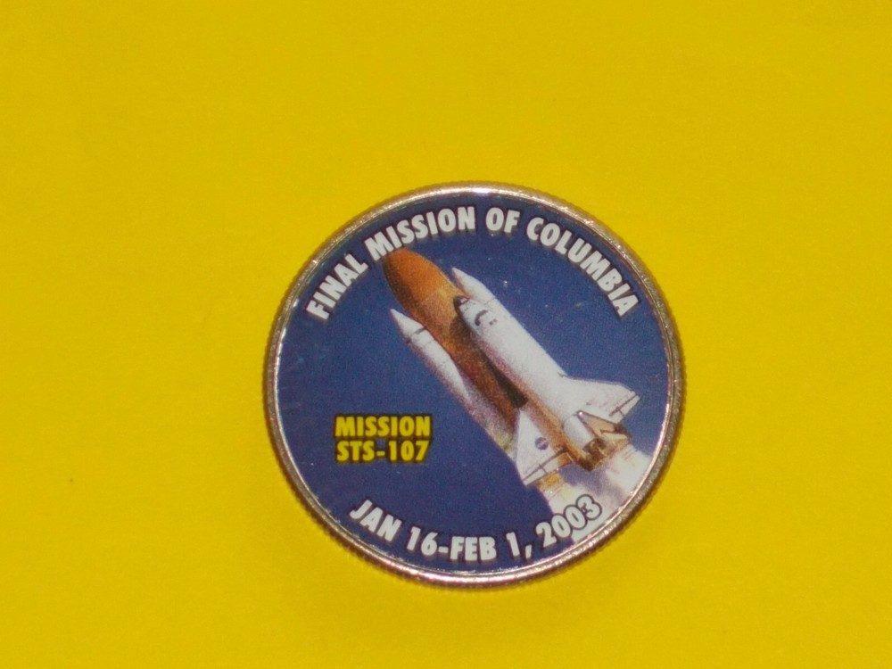 Colorized Kennedy Half Dollar - Space Program - Final Columbia - STS-107 K93