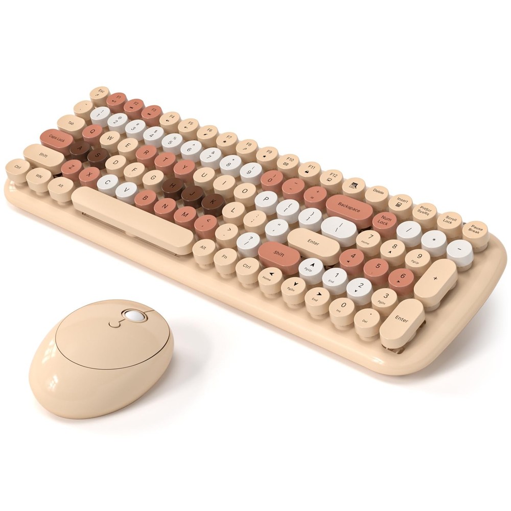 Wireless Keyboard and Mouse Combo, - Modern Compact Layout, Colorful Compact ...