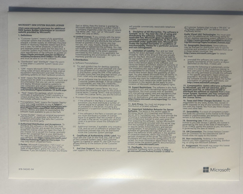 Microsoft Windows server 2022 Datacenter 64Bit 64 Core 10 CALs DVD & KEY sealed