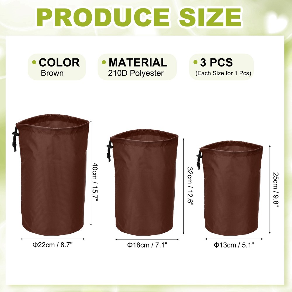 Drawstring Bag, Storage Bags, 3 Size & 3Pcs & Coffee