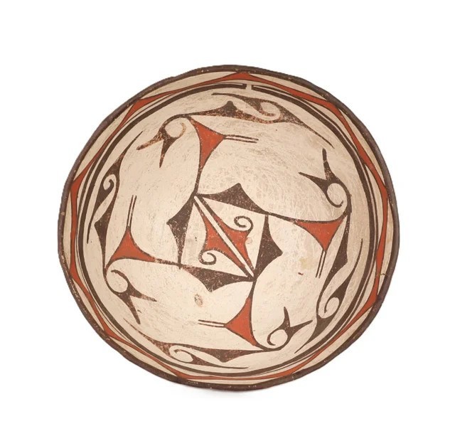 Zuni Dough Bowl Pottery   ca. 1890  Size 4" H x 9.5" D  Hand Coiled