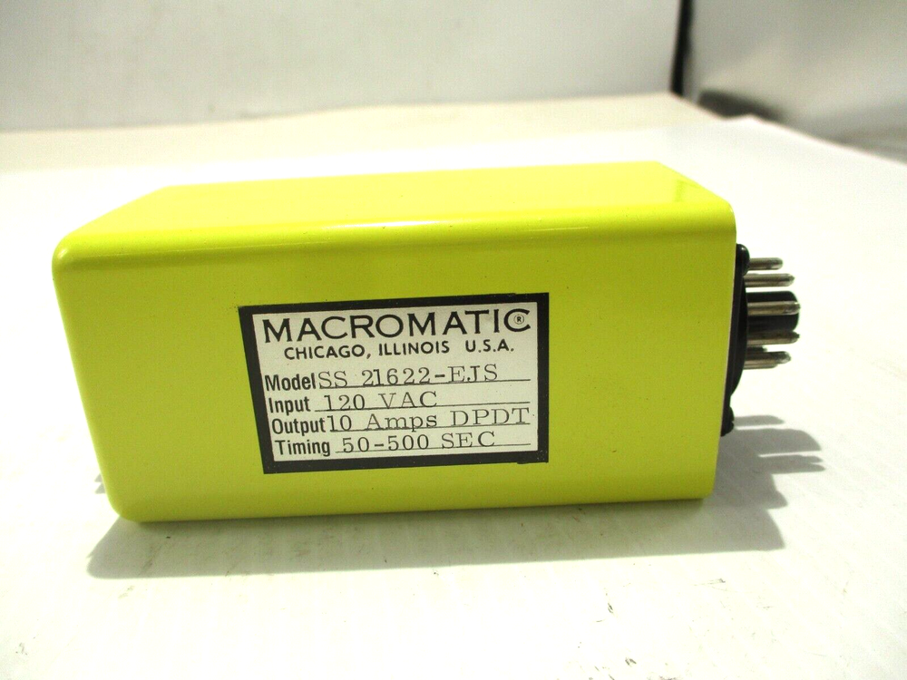 NEW MACROMATIC SS21622-EJS TIMING TIME DELAY RELAY 50-500 SEC.