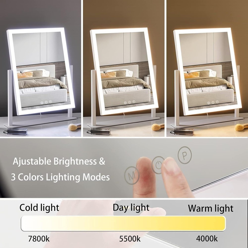 Lighted Makeup Mirror, Vanity Mirror with Lights, Three Color Lighting Modes