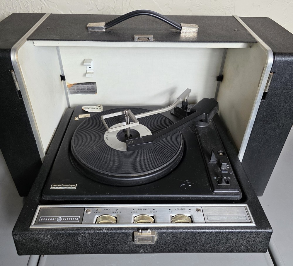 G E Solid State Stereo Portable Record Player with Detachable Spea…