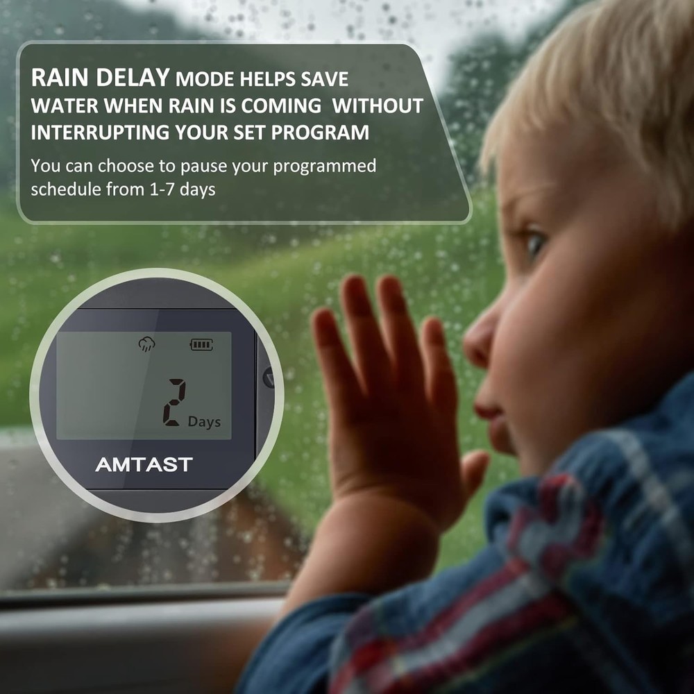 Programmable Sprinkler Timer with Rain Delay for Garden Hose - Black, Digital...