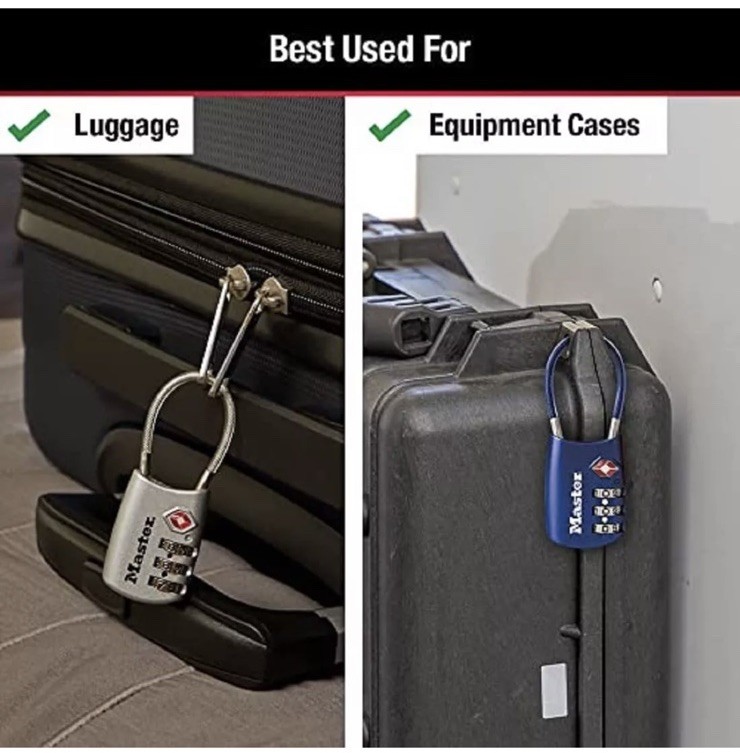 Master Lock 4688T 2pack Set Own Combination TSA-Accepted Cable Padlock Black