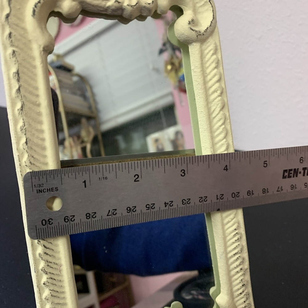 Whitewashed Decorative Mirror- Heavy Cast iron