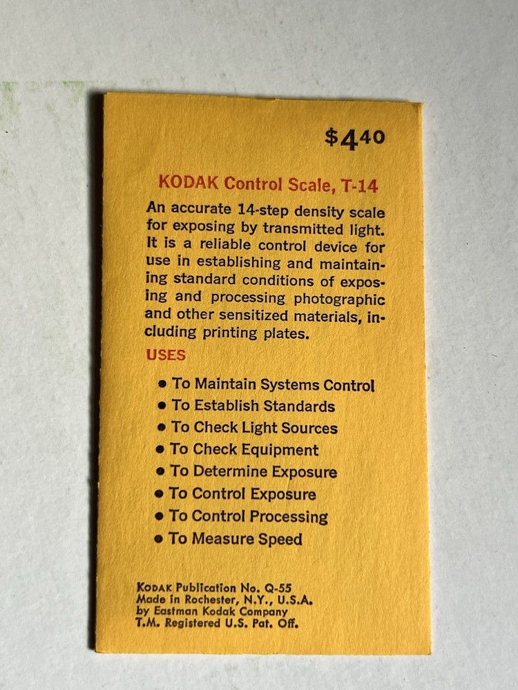 Kodak Control Scale T-14 Density Scale