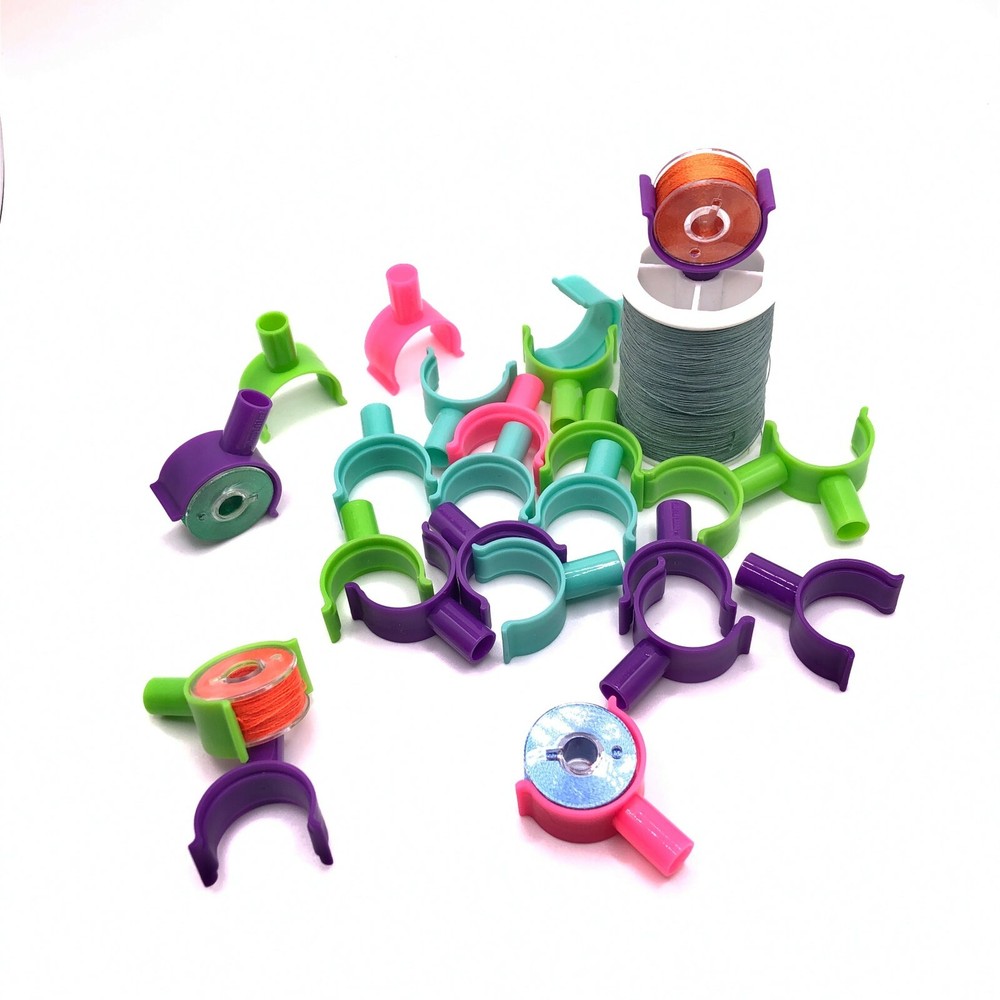 PeavyTailor 48 Pcs (#2) Bobbin Holders Bobbin Clip Spool Hugger with Handle Part