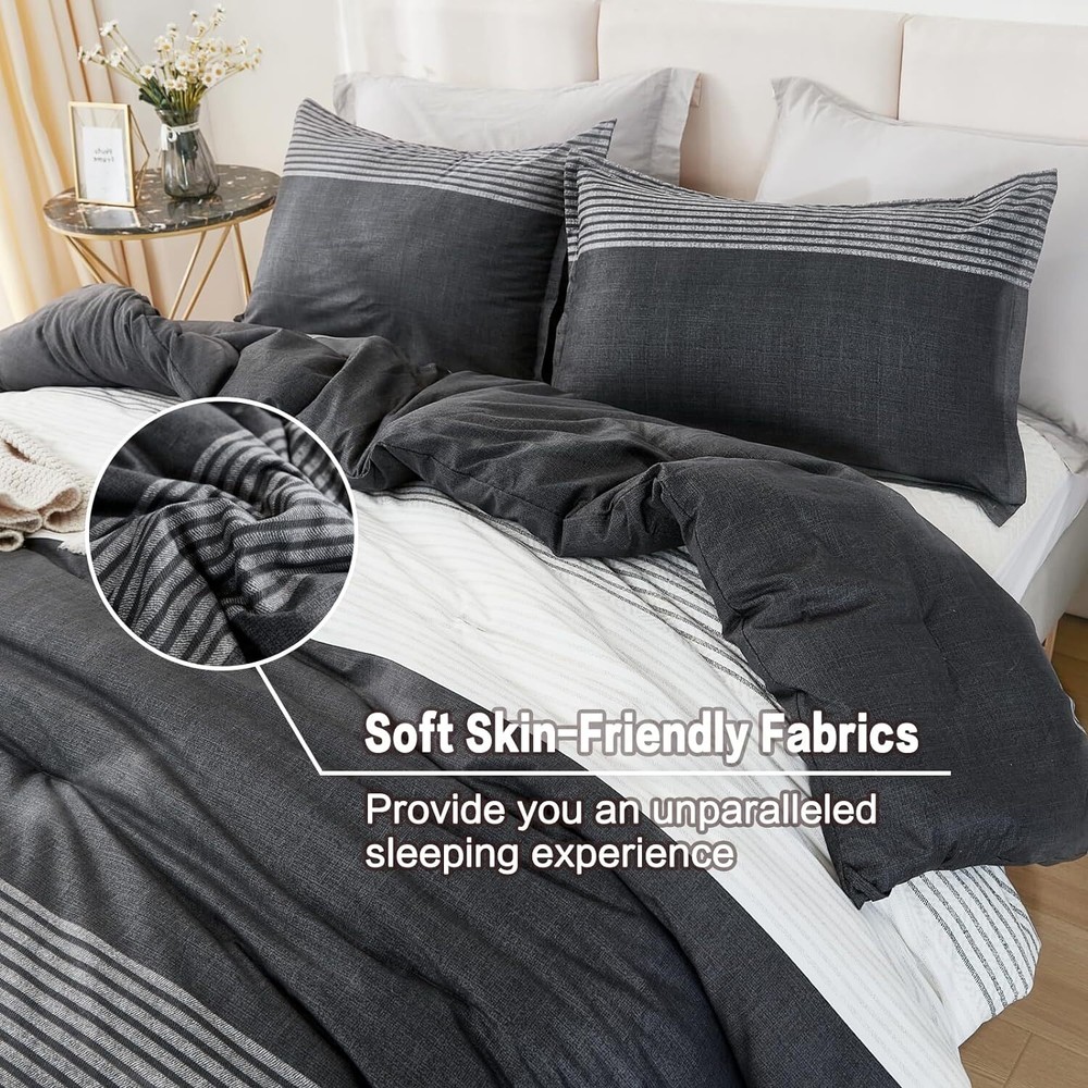 Litanika Full Size Comforter Sets Black White Grey - 3 Full,