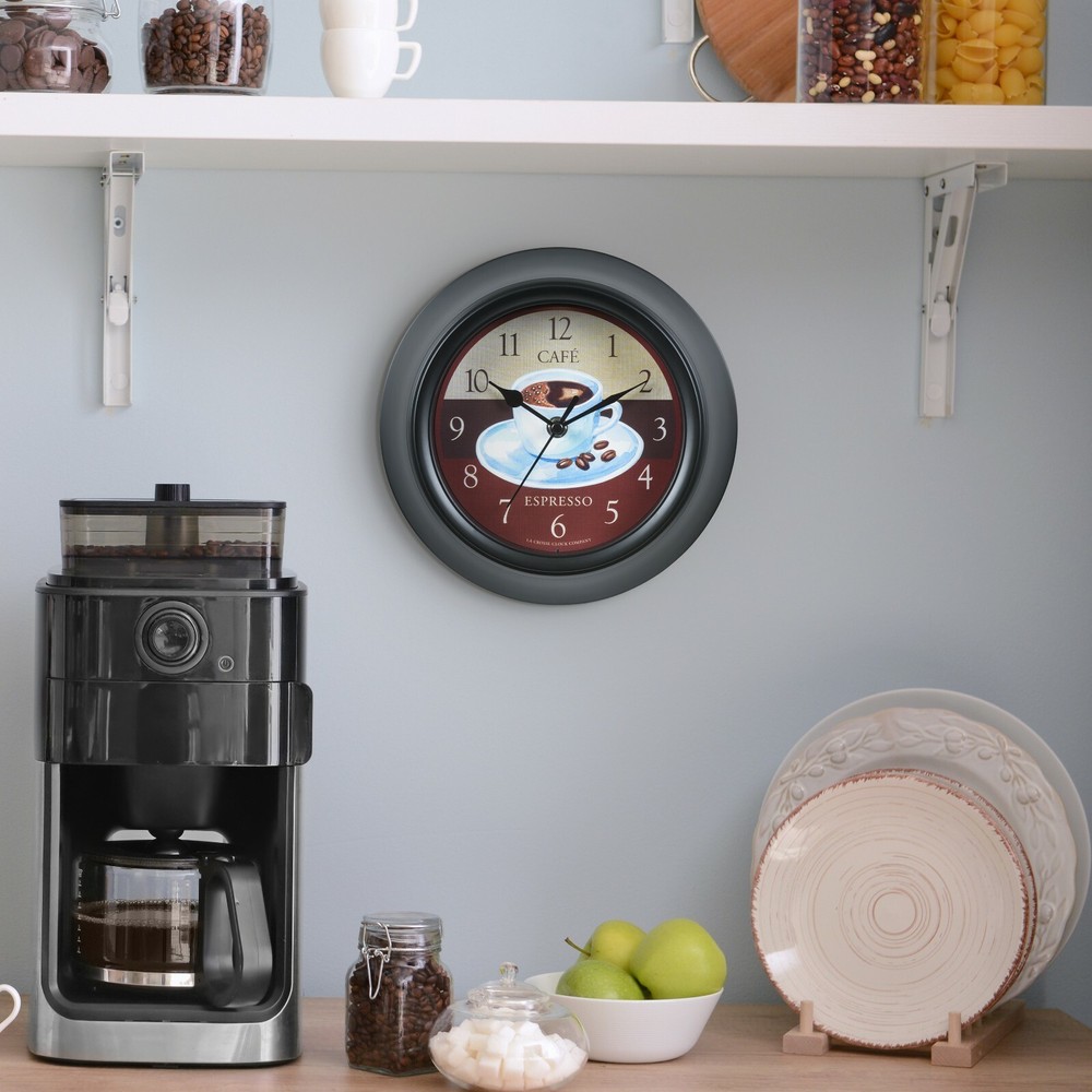 404-3623C La Crosse Clock Co. 9" Cafe Plastic Analog Wall Clock