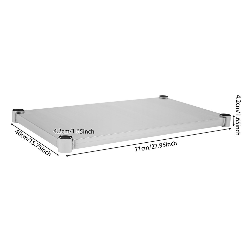 Stainless Steel Rectangular Shelf for Work Table, Adjustable 220 lbs Capacity