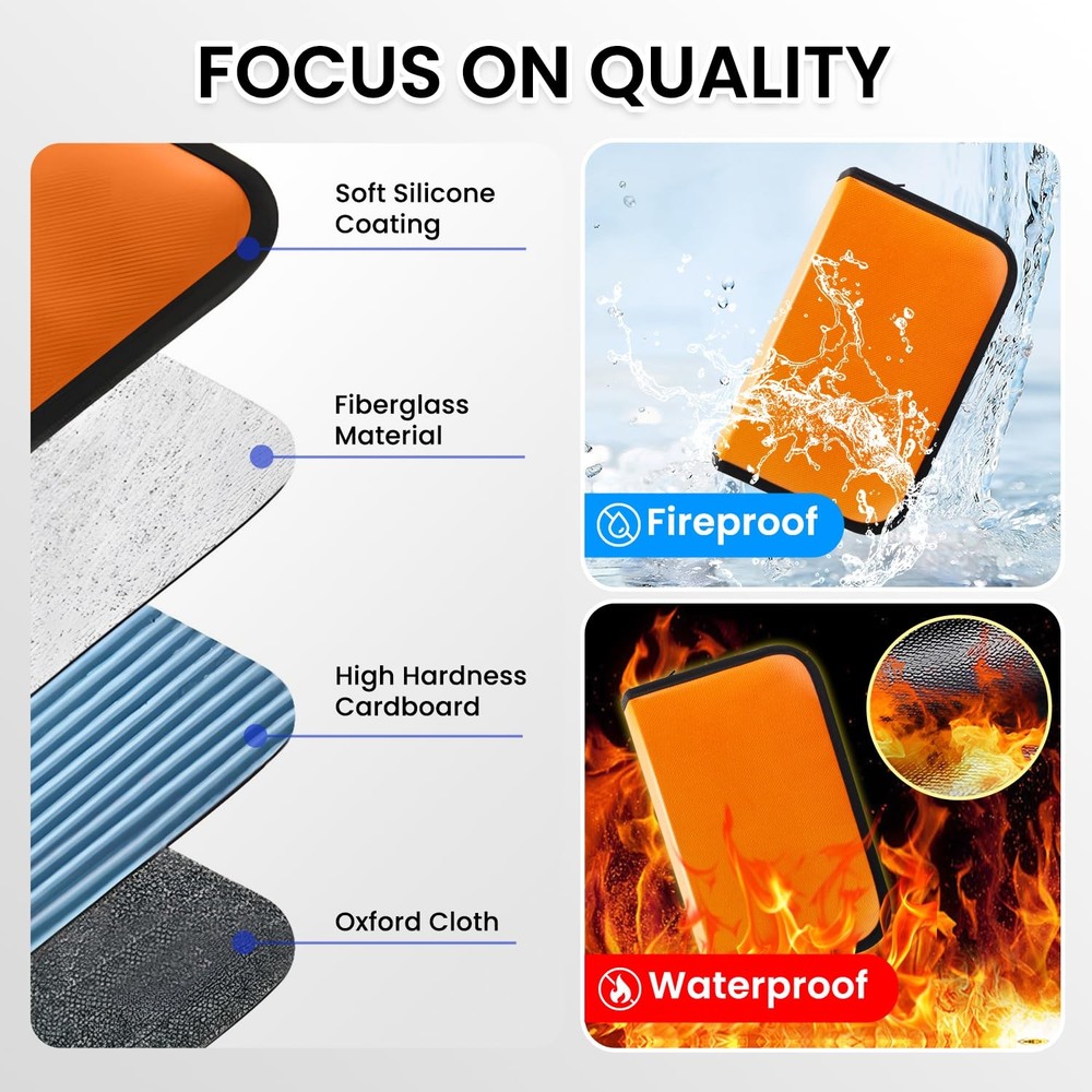 Zippered Key Case Organizer Fireproof Waterproof Binder 24 Hooks Tags