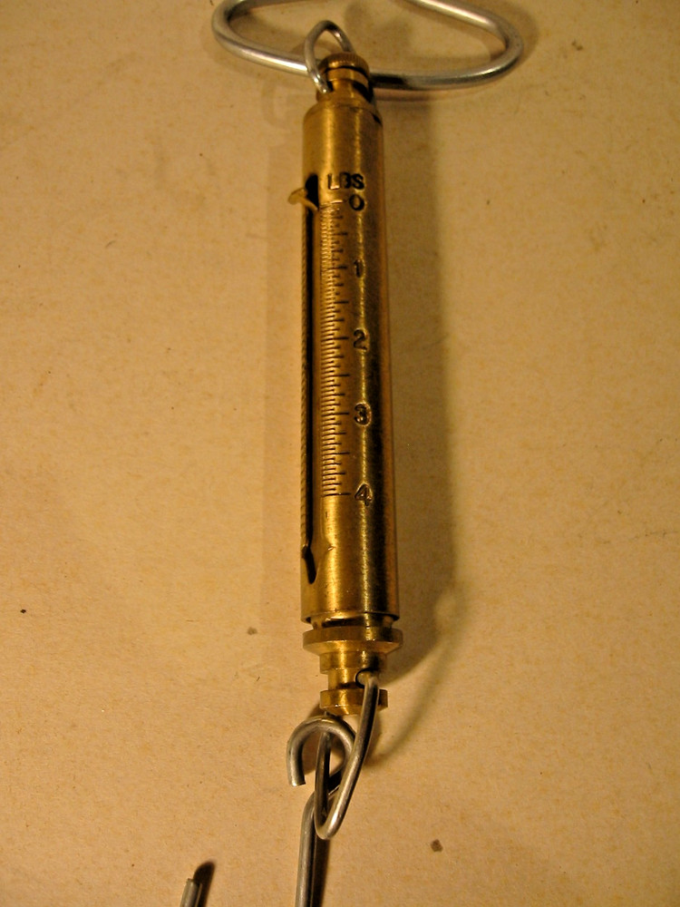 Chatillon Fish /Pull Scale, 4lbs max,  Brass body, lbs / Kg, Model: IN-4