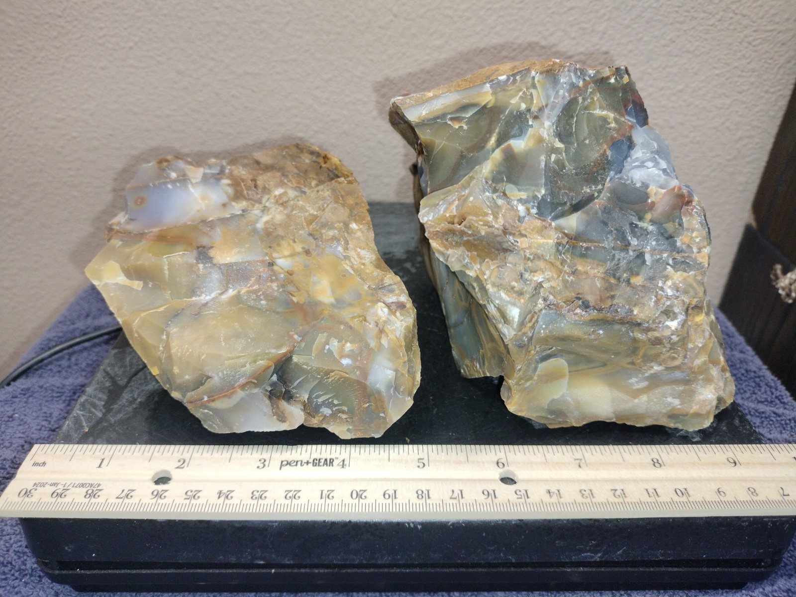 8.2LB 💙 Blue Ice Polka Dot Agate 2pc Rough Lot Ashwood, OR Cabochon Stock #24