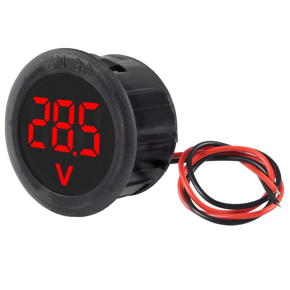 DWEII 5PCS DC 4-100V LED Digital Display Circular Two-Wire Voltmeter Red