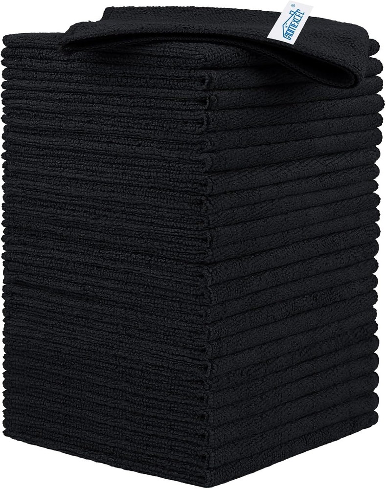 HOMEXCEL Black Microfiber Cleaning Cloth, 12 Pack Premium Small,