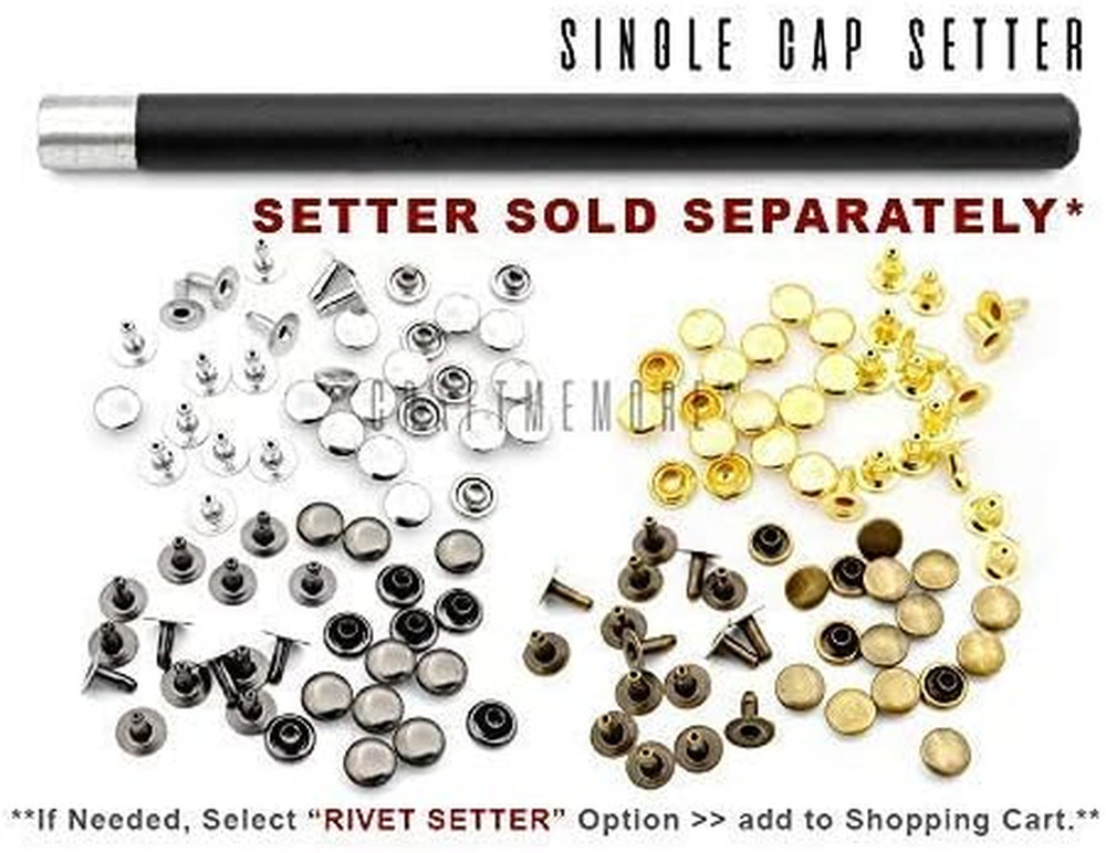 200 Pack Leather Rivets Single Cap Rapid Rivet Metal Stud Fasteners Round Cap...