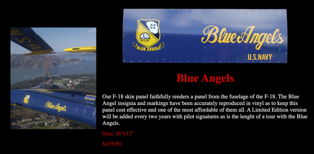 F-18 Nose Art Blue Angles panel 36x12