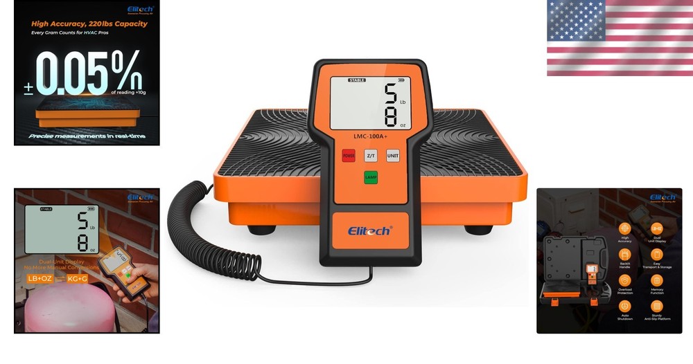 Durable 220Lbs Refrigerant Scale for HVAC Professionals – Includes Carrying Case