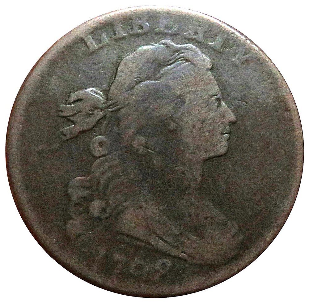 1798 COPPER DRAPED BUST LARGE CENT VG
