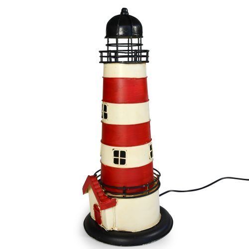 USB powered LED Lamp Lighthouse 13x13x32cm Red & White