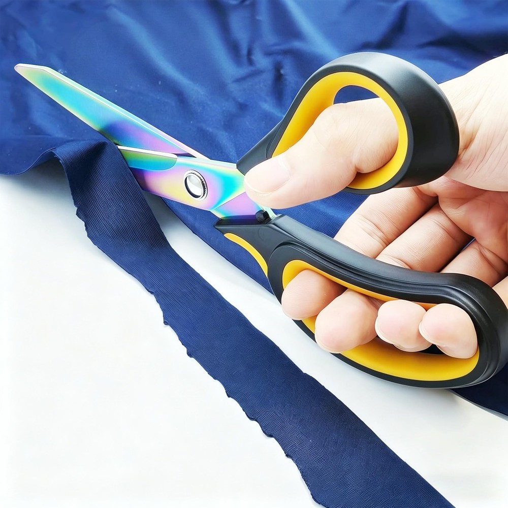 Scissors Multi-Purpose, 9.5" Sharp Sewing Scissors, Professional Heavy Yellow