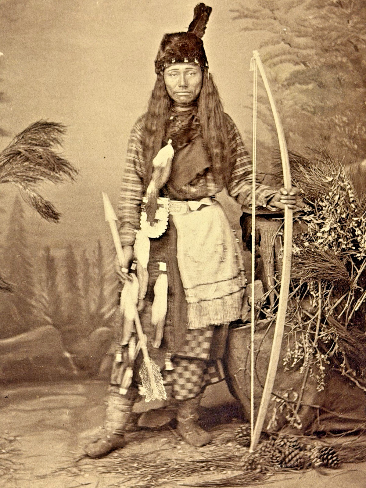 Antique Native American Indian Cabinet Card Photograph of Yaqui Tribe Individual