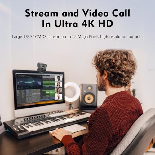 4K Webcam for Streaming, Remote Control, 1/2.5" Sensor & 12MP, PDAF Auto