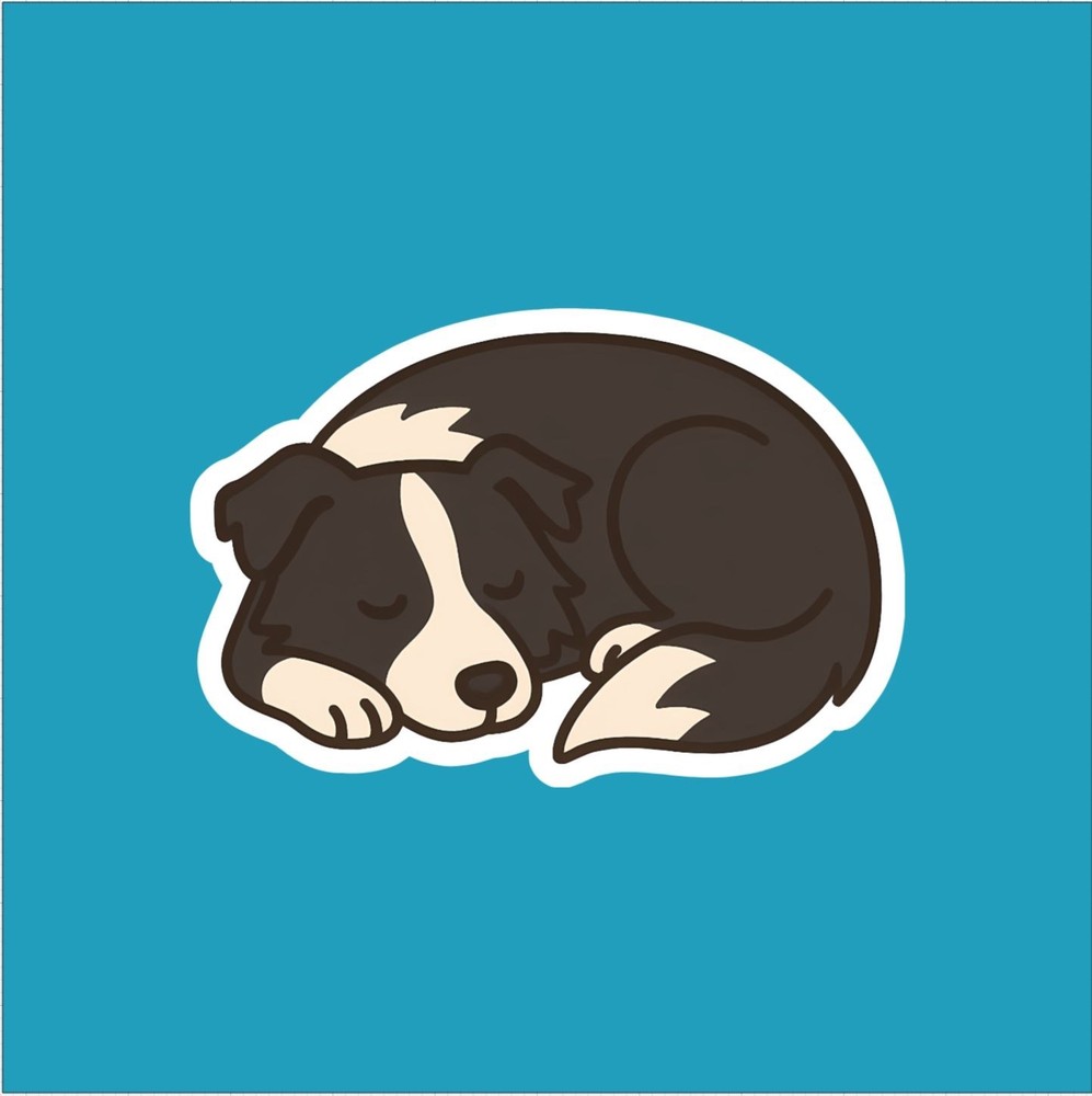 Border Collie (Black and White) Sleeping Sticker