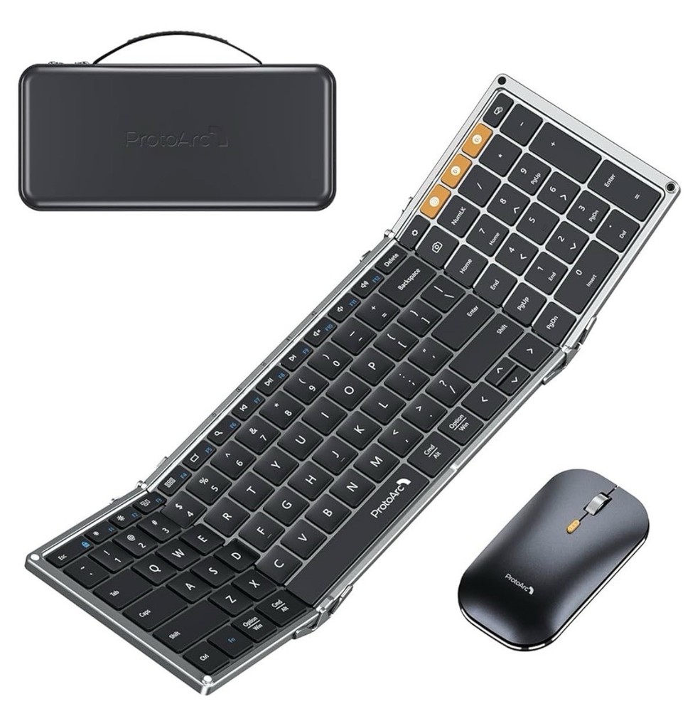 ProtoArc Foldable Keyboard and Mouse, XKM01 True Full-Size Folding Wireless